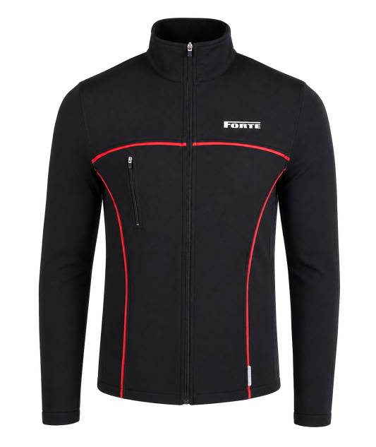 Zwart softshell jas sportjack met winddicht en comfortabel ontwerp
