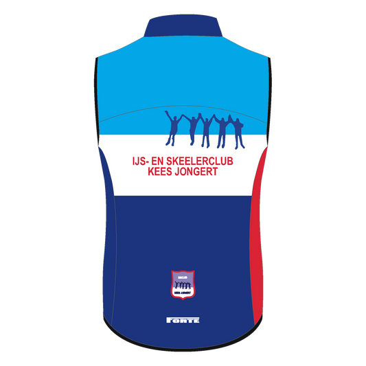 Windstopper IJsclub Kees Jongert – waterafstotend windvest met clublogo voor fiets- en schaatstraining - foto achterkant