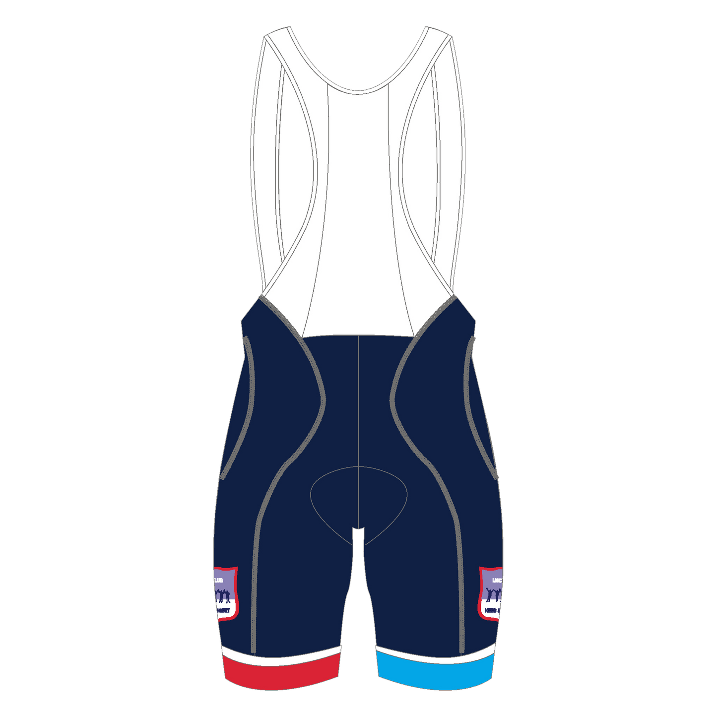 Koersbroek IJsclub Kees Jongert – comfortabele wielerbroek met zeem en clubkleuren voor lange ritten - fietsbroek - foto achterkant