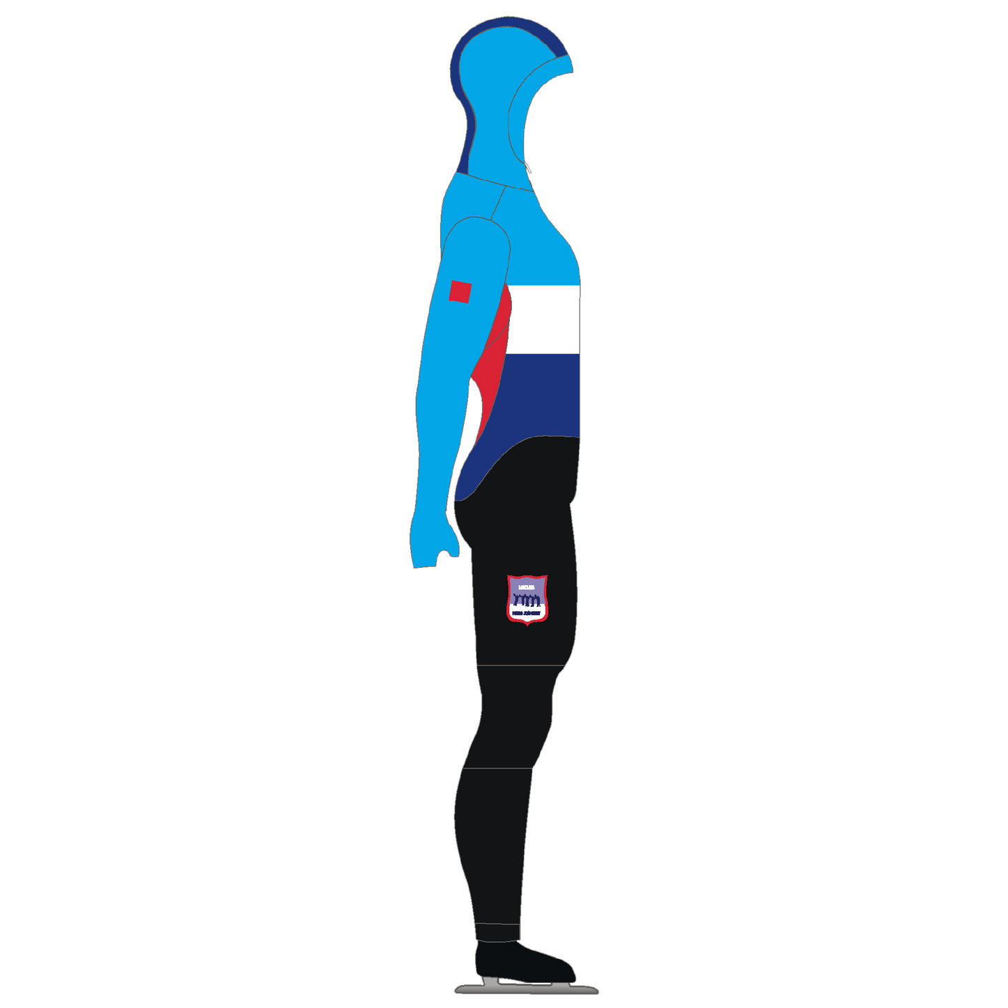 Speedpak lycra IJsclub Kees Jongert – professioneel, strak schaatspak met cap voor maximale snelheid en prestaties op het ijs