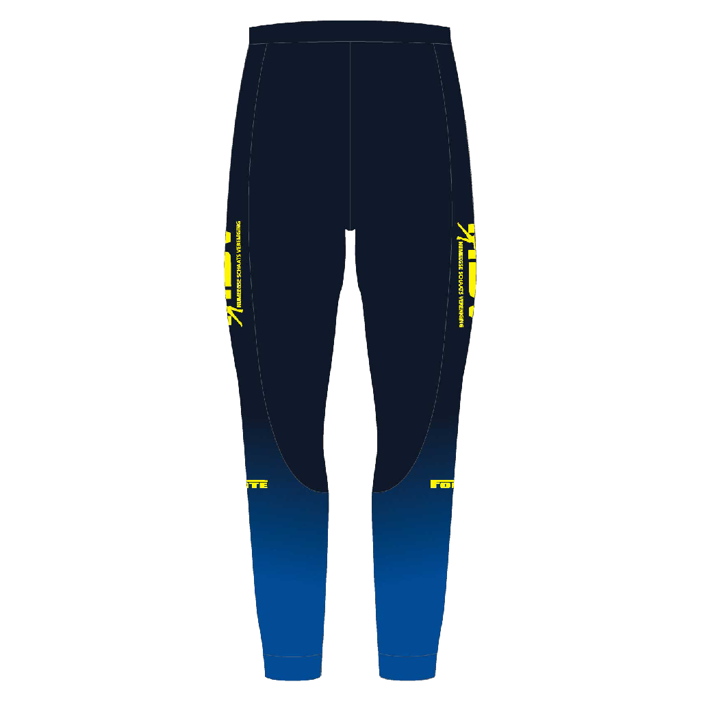 NSV thermo taille voor langebaanschaatsen – warme en elastische schaatsbroek zonder bretels van de Nijmeegse Schaatsvereniging, ideaal voor trainingen op de 400-meterbaan in koude omstandigheden - foto achter