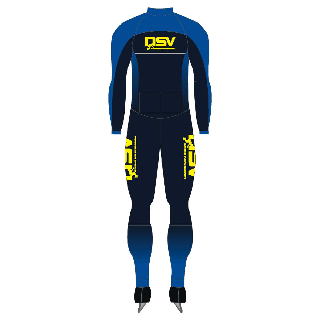 NSV thermo marathonpak voor shorttrack – warm en elastisch schaatspak van de Nijmeegse Schaatsvereniging, ontworpen voor shorttracktrainingen en optimale bewegingsvrijheid op het ijs - achterkant