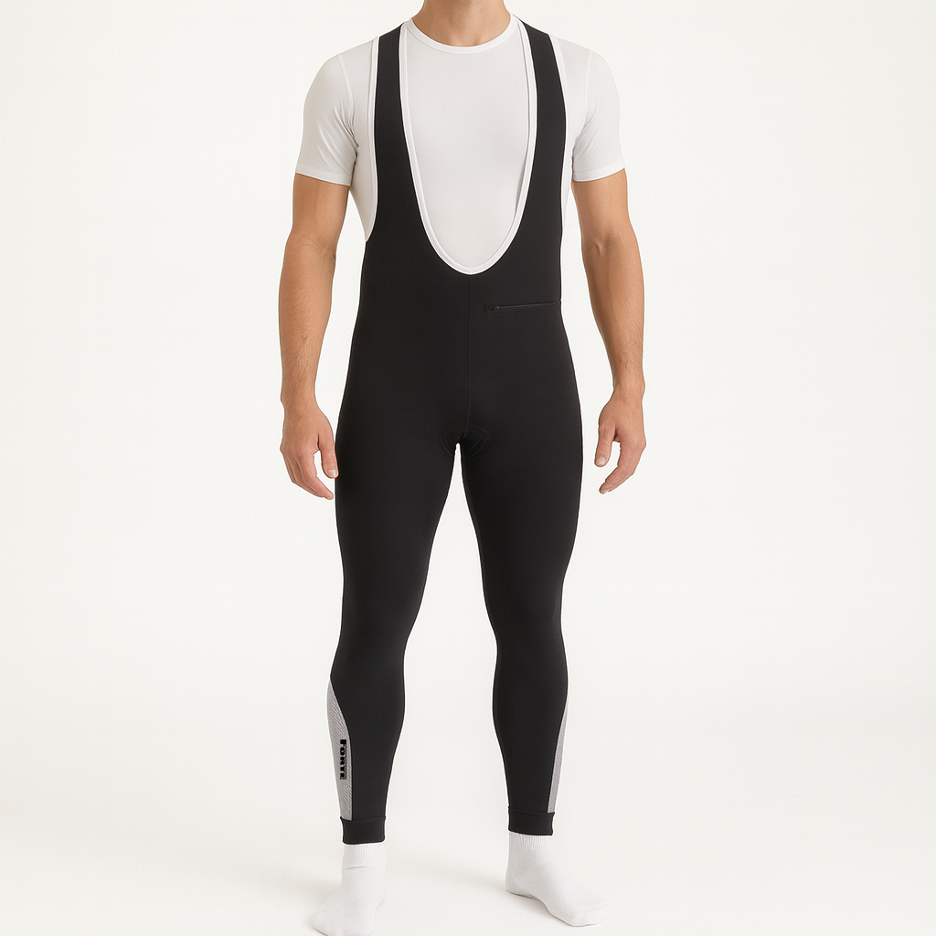 Thermo Salopette voor winteractiviteiten zoals schaatsen, wielrennen, hardlopen - kleur zwart met wit