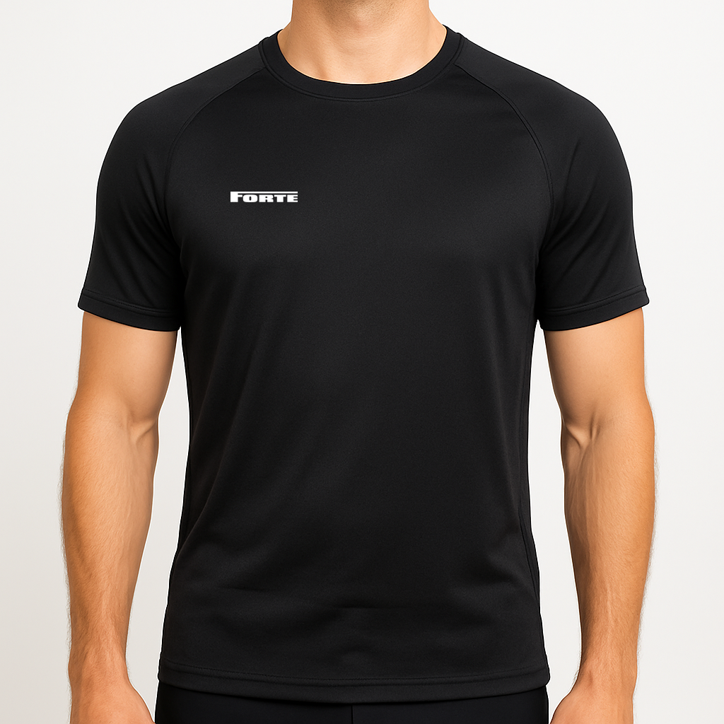 Forte hardloopshirt running jersey in kleur zwart - geschikt voor hardlopen, marathons, hardloopwedstrijden en joggen