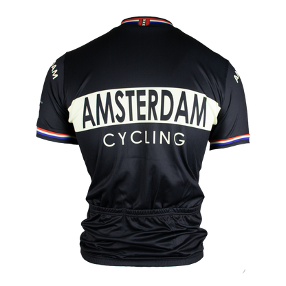 Retro Amsterdam wielershirt zwart - Vintage Fietsshirt