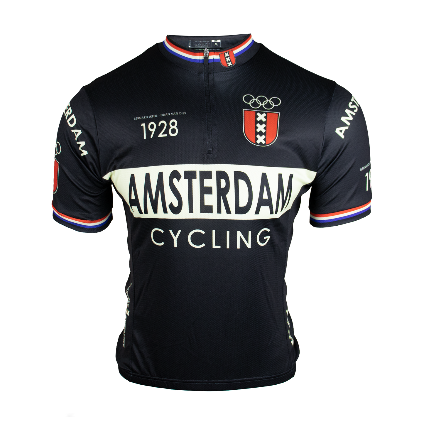 Retro Amsterdam wielershirt zwart - Vintage Fietsshirt