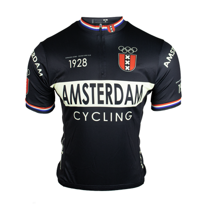Retro Amsterdam wielershirt zwart - Vintage Fietsshirt