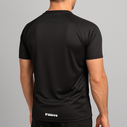 Forte hardloopshirt running jersey in kleur zwart - geschikt voor hardlopen, marathons, hardloopwedstrijden en joggen achterkant