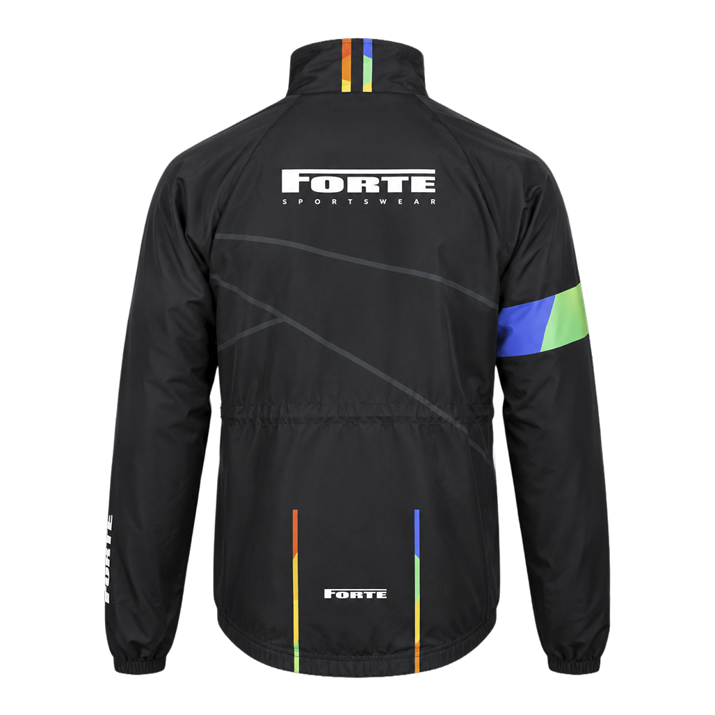 Zwart windjack wielrennen met lichtgewicht stof en comfortabele race fit voor heren en dames - achterzijde