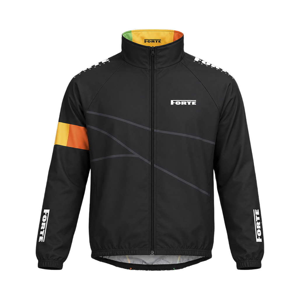 Zwart windjack wielrennen met lichtgewicht stof en comfortabele race fit voor heren en dames