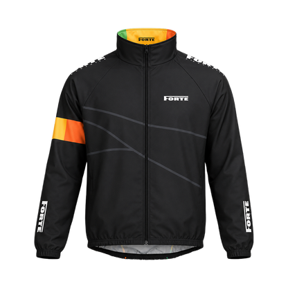 Zwart windjack wielrennen met lichtgewicht stof en comfortabele race fit voor heren en dames