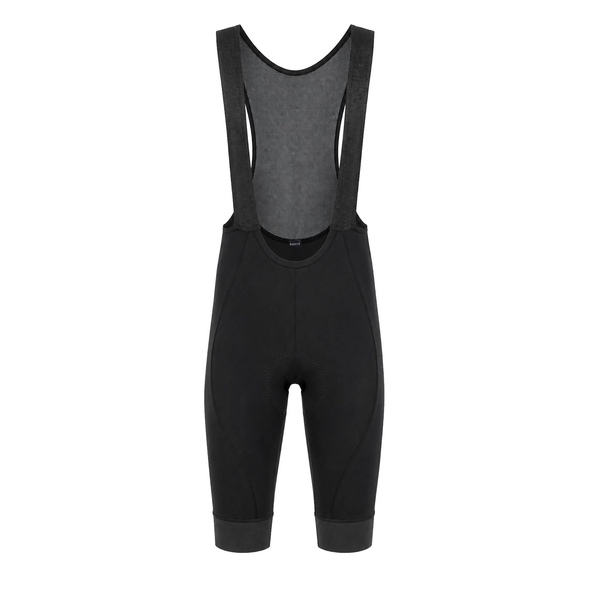 zwarte wielerbroek voor wielrenners en fietsers, koersbroek blanco met forte logo