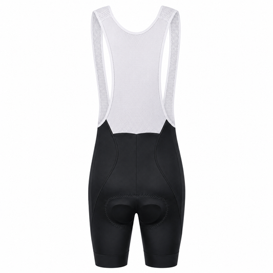 Koersbroek wielrennen fietsbroek cycling bib - zwart met wit - blanco