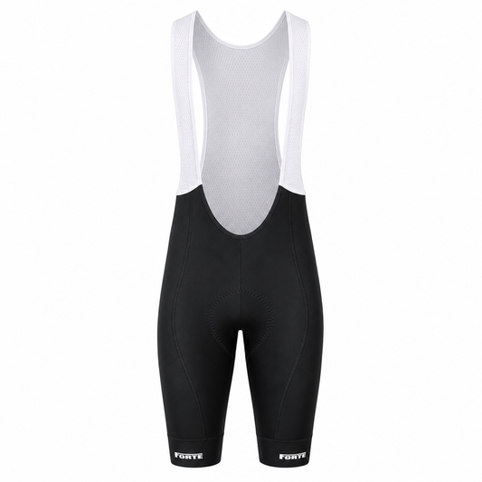 Koersbroek wielrennen fietsbroek cycling bib - zwart met wit - blanco