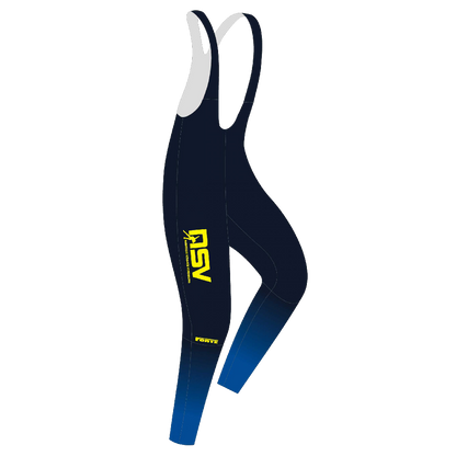 NSV thermo salopette voor kinderen – warme en elastische schaatsbroek met bretels van de Nijmeegse Schaatsvereniging, ideaal voor jonge langebaanschaatsers tijdens koude trainingen op de ijsbaan