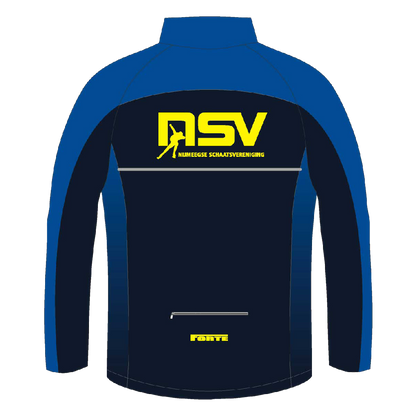 NSV thermojack voor kinderen – warm en winddicht schaatsjack van de Nijmeegse Schaatsvereniging, speciaal ontworpen voor jonge langebaanschaatsers tijdens koude trainingen op de 400-meterbaan - achterkant