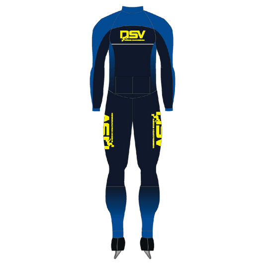 NSV thermo marathonpak voor kinderen – warm en flexibel shorttrack schaatspak van de Nijmeegse Schaatsvereniging, speciaal ontworpen voor jonge shorttrackers en optimale bewegingsvrijheid tijdens training op het ijs - achterkant foto