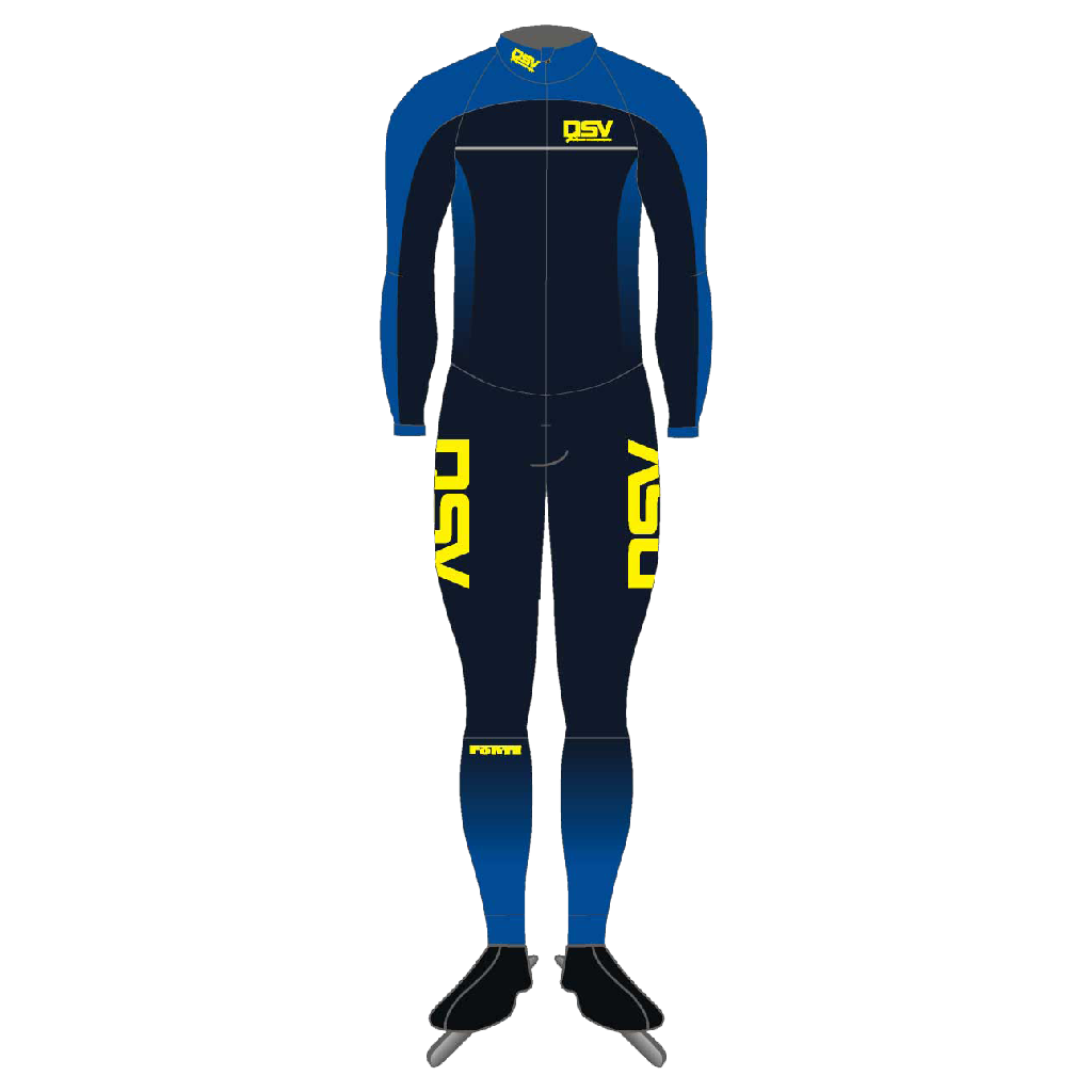 NSV thermo marathonpak voor shorttrack – warm en elastisch schaatspak van de Nijmeegse Schaatsvereniging, ontworpen voor shorttracktrainingen en optimale bewegingsvrijheid op het ijs