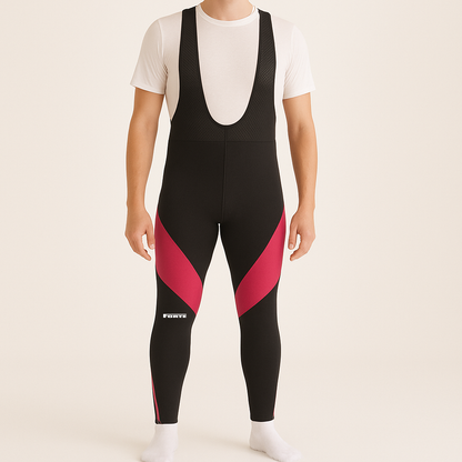 Thermo Salopette voor winteractiviteiten zoals schaatsen, wielrennen, hardlopen - kleur zwart met roze mesh patroon