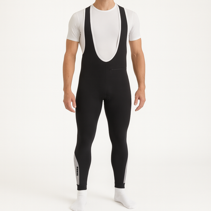 Thermo Salopette voor winteractiviteiten zoals schaatsen, wielrennen, hardlopen - kleur zwart met wit