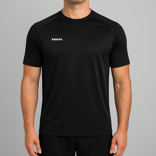 Forte hardloopshirt running jersey in kleur zwart - geschikt voor hardlopen, marathons, hardloopwedstrijden en joggen