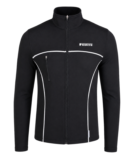 Zwart softshell jas sportjack met winddicht en comfortabel ontwerp