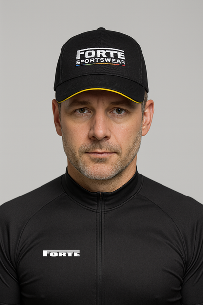 Forte Sportswear cap - wielerpet - petje met forte logo - zwarte pet