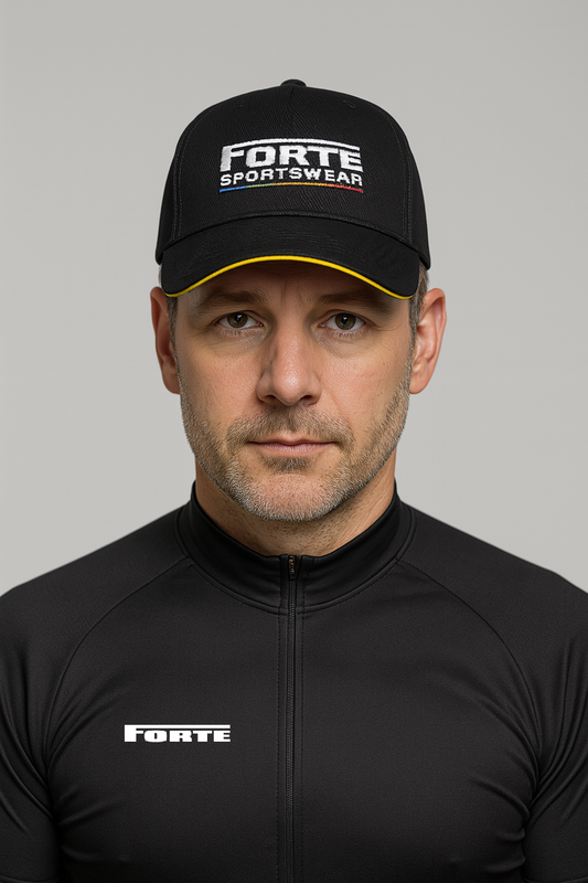 Forte Sportswear cap - wielerpet - petje met forte logo - zwarte pet