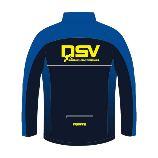 NSV thermojack voor shorttrack – warm, ademend en winddicht schaatsjack van de Nijmeegse Schaatsvereniging, perfect voor training en warming-up op het ijs - foto achter
