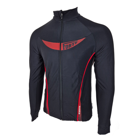 een thermo schaatsjack voor kinderen schaatsers - thermojack rood - zwart warm thermomateriaal voor wintersporten