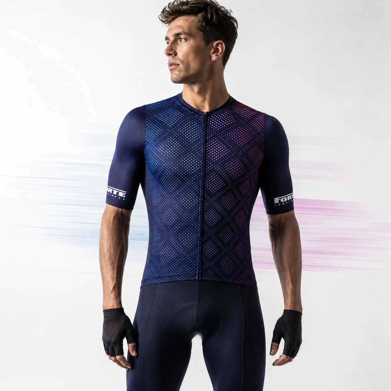 Heren fietsshirt met korte mouwen voor optimale ventilatie en comfort tijdens het fietsen - op model